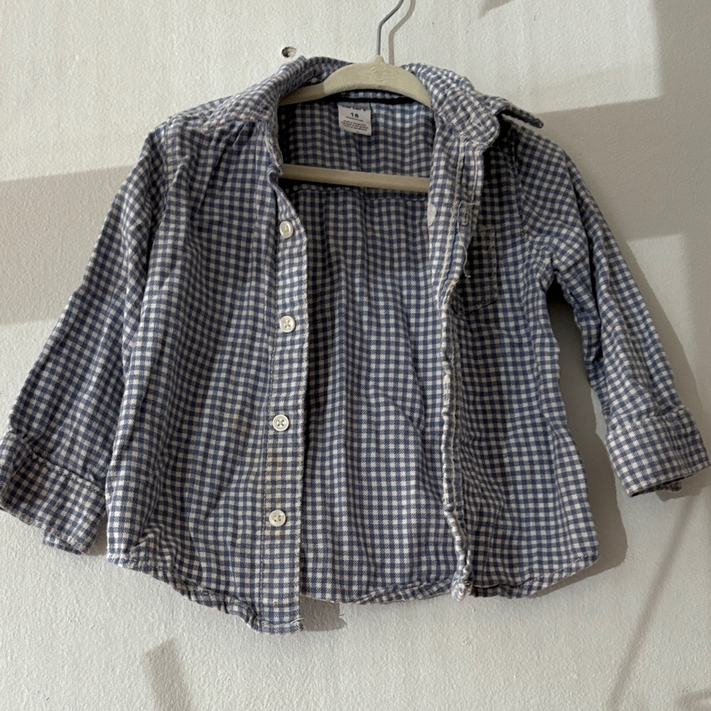 Carter's Navy and White Plaid Button Down Shirt